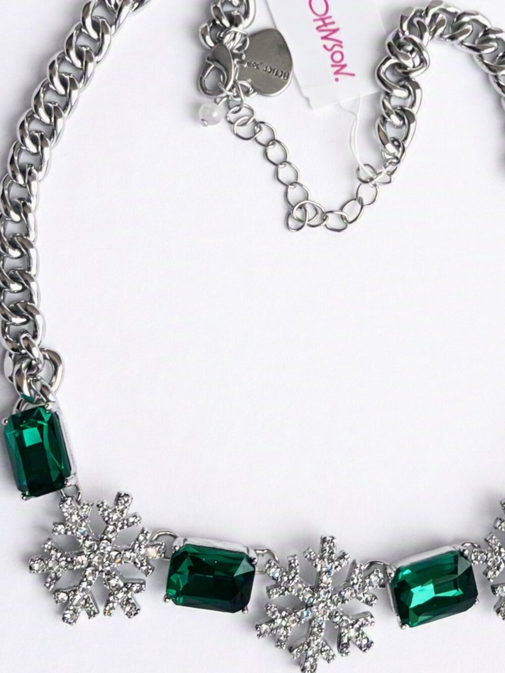Betsey Johnson Emerald Snowflake Necklace